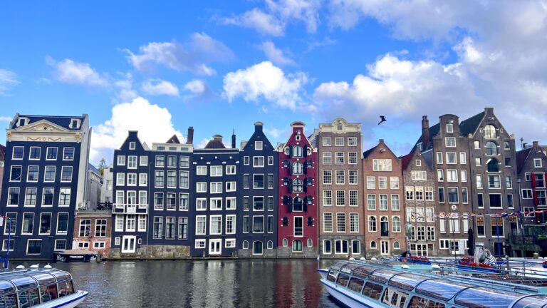 A picturesque canal in Amsterdam.